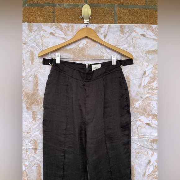 Aje Black Linen-Blend Elements Flared Pant, Brand Size 8 - Picture 5 of 16